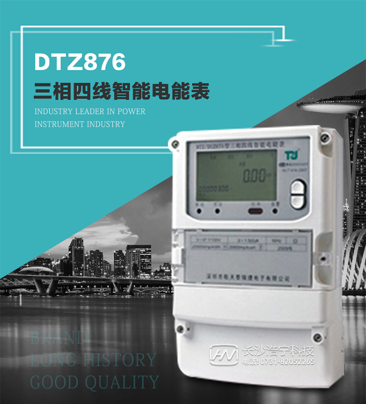 DTZ876型智能電能表是采用大規(guī)模集成電路，應(yīng)用數(shù)字采樣處理技術(shù)及SMT工藝，根據(jù)工業(yè)用戶實際用電狀況所設(shè)計制造的具有現(xiàn)代先進(jìn)水平的儀表。
該表性能指標(biāo)符合GB/T 17215.321-2008《交流電測量設(shè)備 特殊要求》第21部分靜止式有功電能表（1級和2級）、GB/T 17215.322-2008《交流電測量設(shè)備 特殊要求》第22部分靜止式有功電能表（0.2S級和0.5S級）國家標(biāo)準(zhǔn)和DL/T 614–2007《多功能電能表》標(biāo)準(zhǔn)，其通信符合DL/T645–2007《多功能電能表通信協(xié)議》的要求，并兼容DL/T645–1997《多功能表通信規(guī)約》的要求，可根據(jù)功能定制需求符合多功能電能表的各項技術(shù)要求。